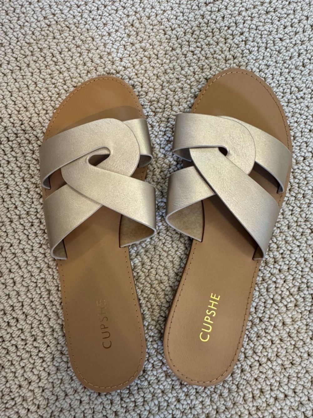 Cupshe | Champagne Metallic Slides NEW